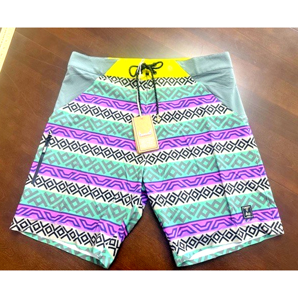 Vast Gold Serie Board Shorts Swim Men 34 Tropical Aztec Purple Hybrid Pocket $78